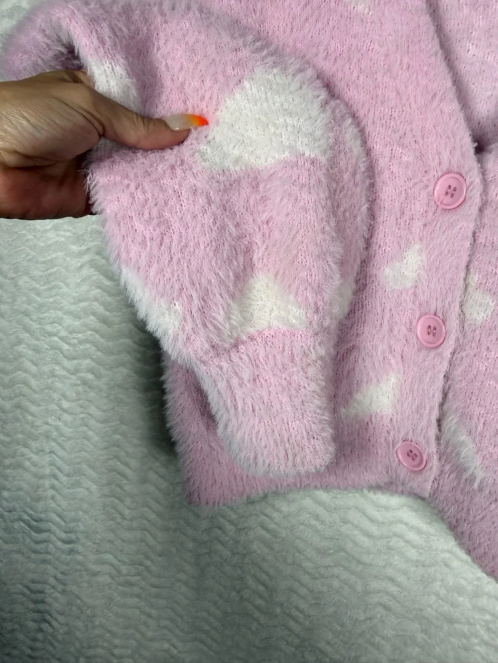 Fuzzy Pink Cloud Cardigan Sweater for Kids